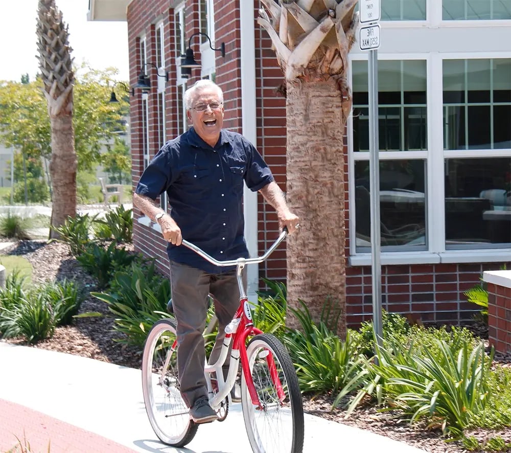 man riding a bike