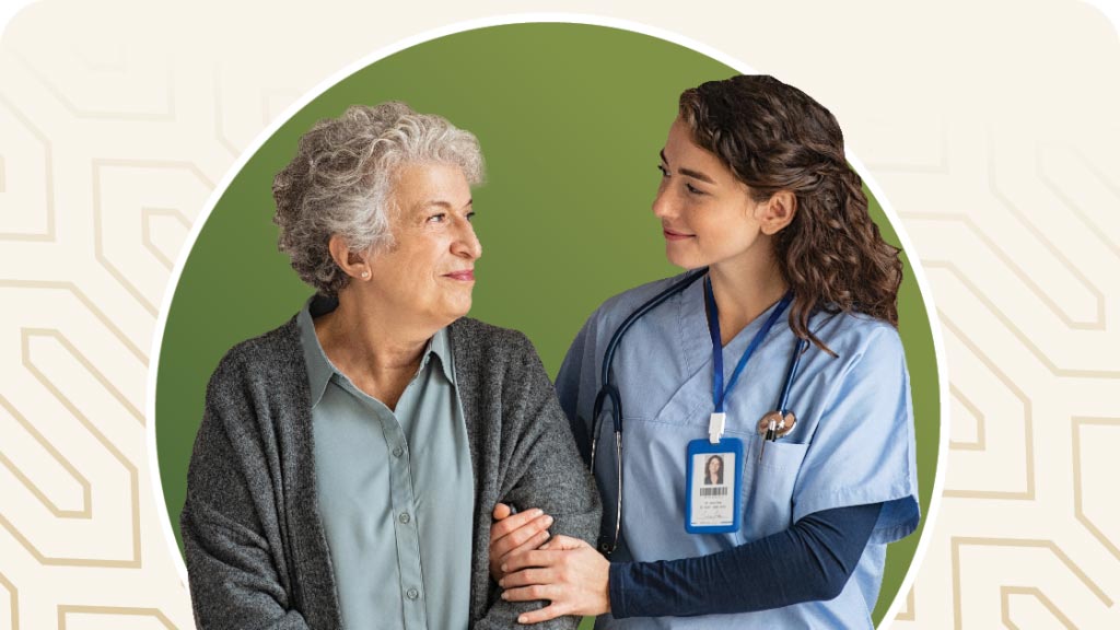 Nurse helping a patient walk