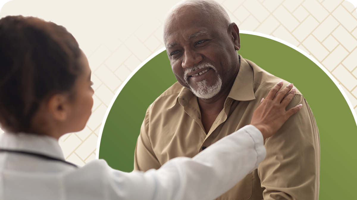 Nurse touching patients shoulder