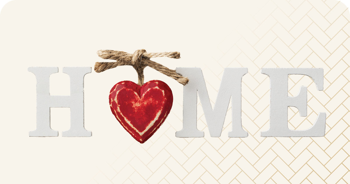 Home graphic with red heart