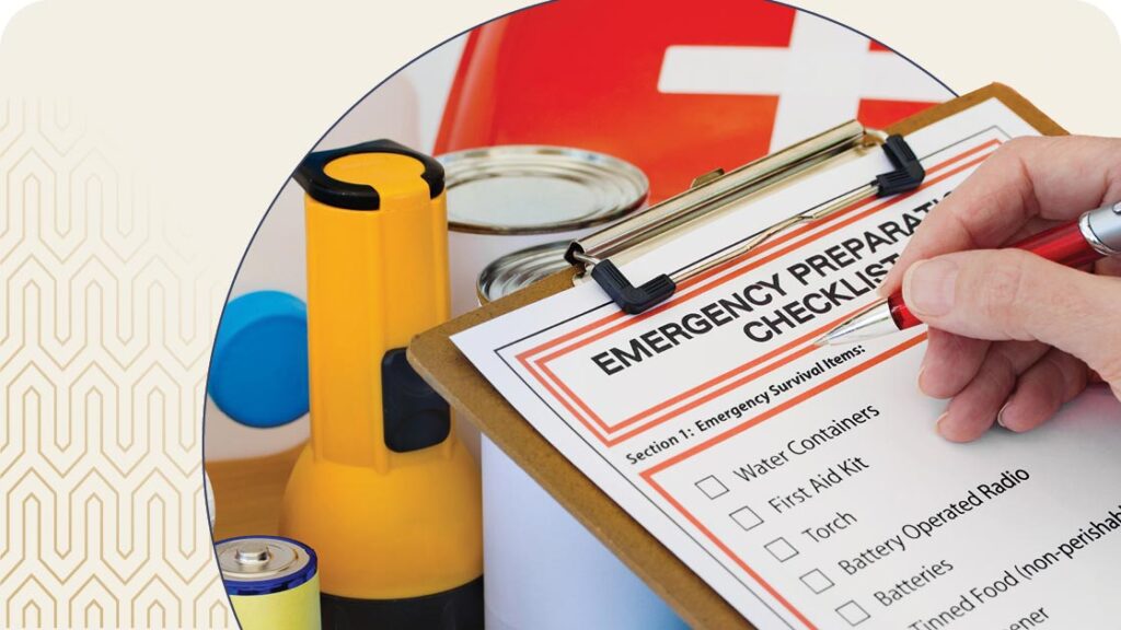 Person filling out emergency preparation checklist