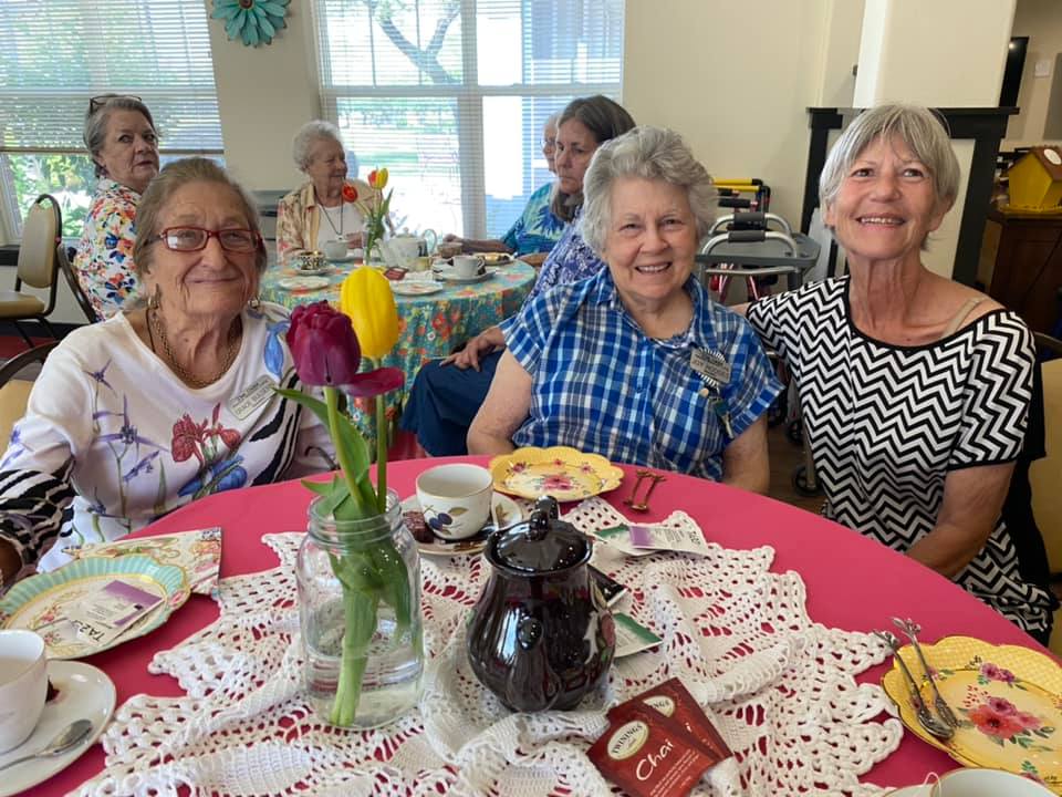 Mothers day event, group of senior friends