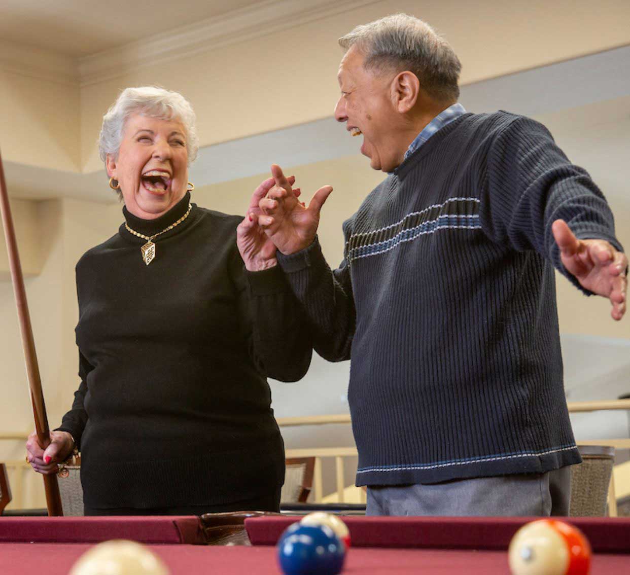 Hawthorn Senior Living Couple Playing Pool